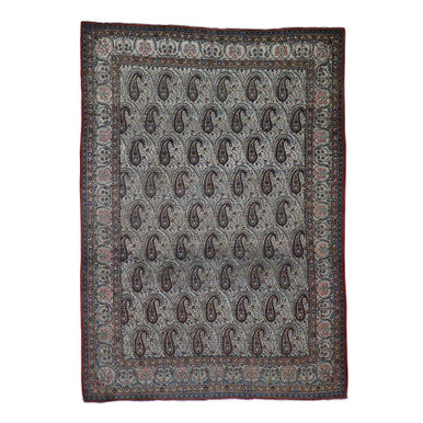 Antique Wool Hand Knotted Rug Ivory No Border 6.3X8.9 -O044939