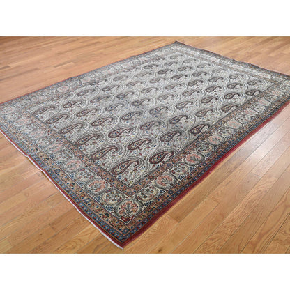 Antique Wool Hand Knotted Rug Ivory No Border 6.3X8.9 -O044939