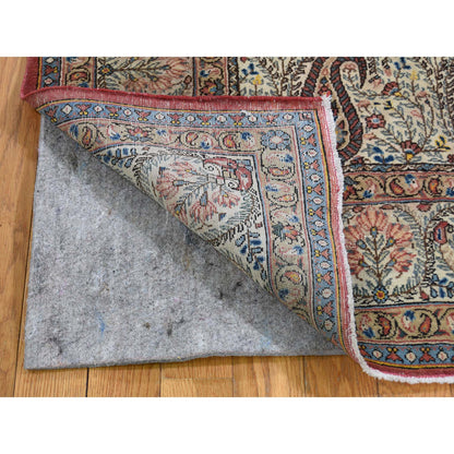 Antique Wool Hand Knotted Rug Ivory No Border 6.3X8.9 -O044939