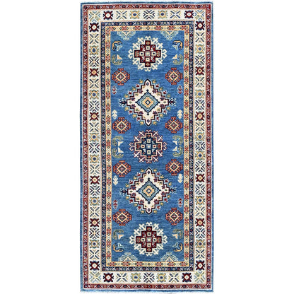 Kazak Wool Hand Knotted Rug Blue 2.8x6.6 -O0449