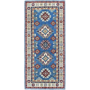Kazak Wool Hand Knotted Rug Blue 2.8x6.6 -O0449