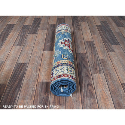 Kazak Wool Hand Knotted Rug Blue 2.8x6.6 -O0449