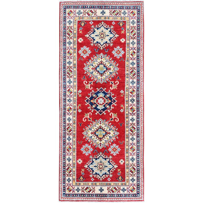 Kazak Wool Hand Knotted Rug Red 2.8x6.5 -O0450