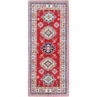 Kazak Wool Hand Knotted Rug Red 2.8x6.5 -O0450