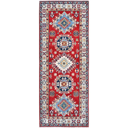 Kazak Wool Hand Knotted Rug Red 2.7x6.9 -O0451