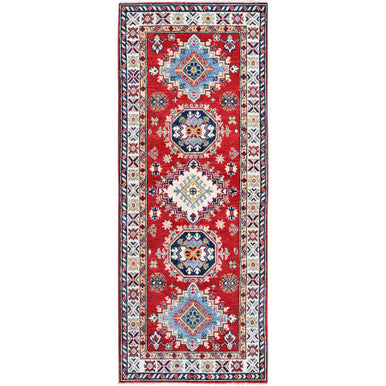 Kazak Wool Hand Knotted Rug Red 2.7x6.9 -O0451