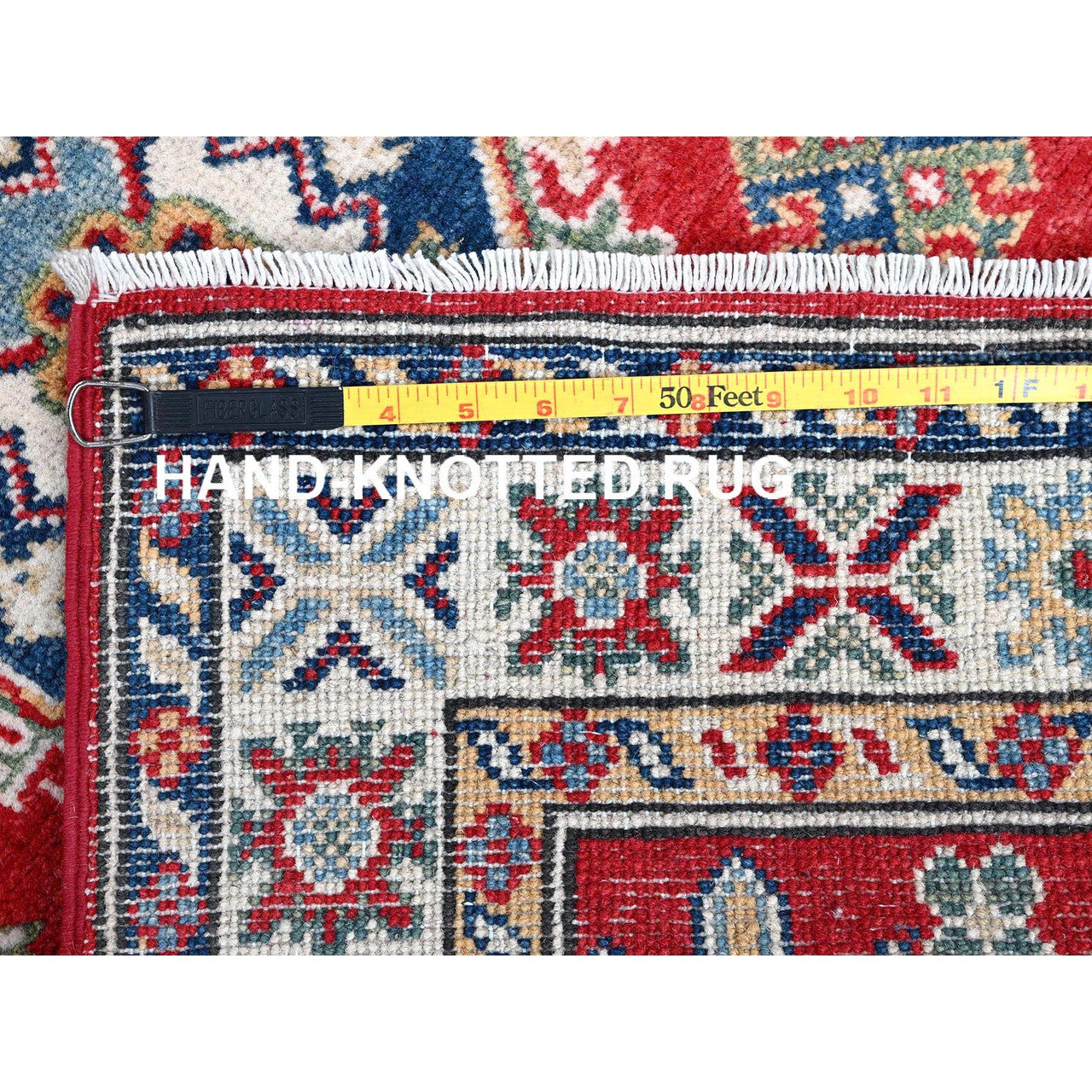 Red 2'7" x 6'9" Kazak Hand knotted Wool Rug - Sku: O0451