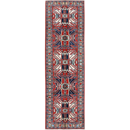 Kazak Wool Hand Knotted Rug Red 2.9x9.10 -O0453