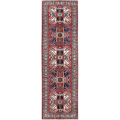 Kazak Wool Hand Knotted Rug Red 2.9x9.10 -O0453
