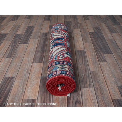 Kazak Wool Hand Knotted Rug Red 2.9x9.10 -O0453