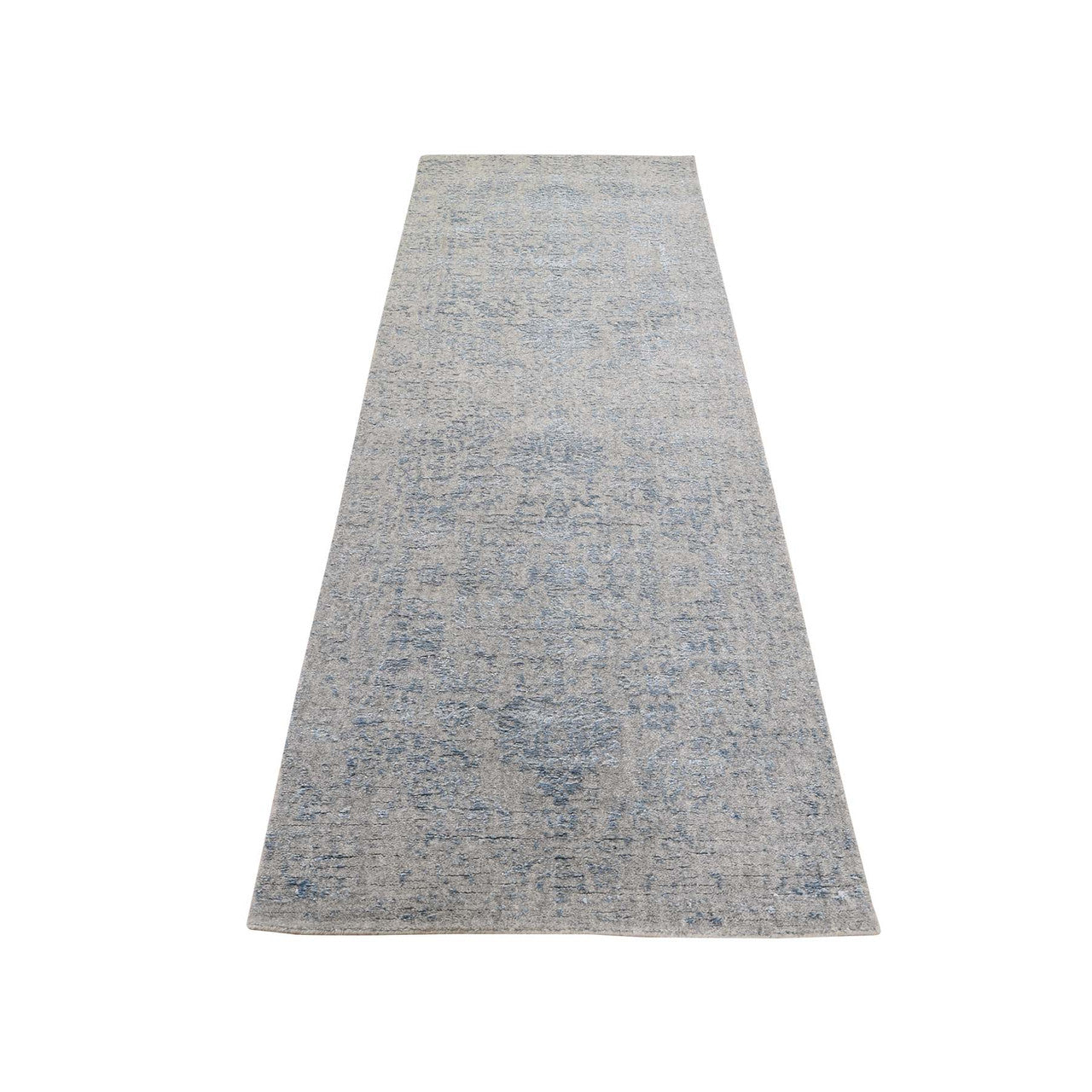 Transitional Wool & Silk Hand Loomed Rug Grey No Border 2.5X9.10 -O045569