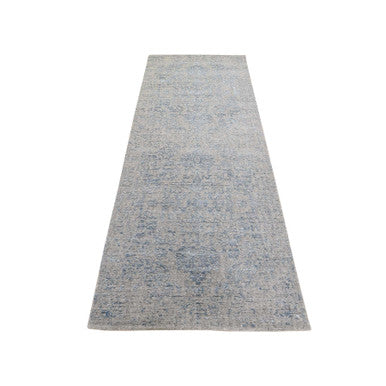 Transitional Wool & Silk Hand Loomed Rug Grey No Border 2.5X9.10 -O045569