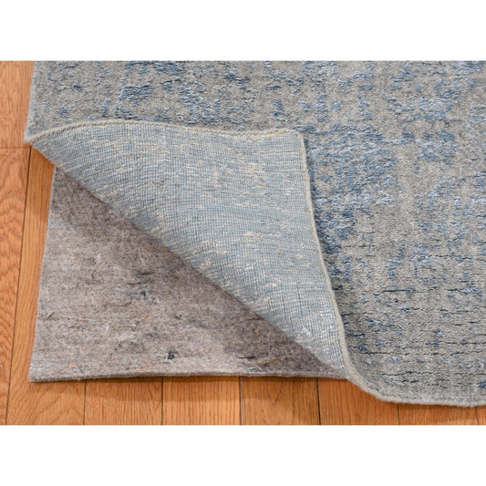Transitional Wool & Silk Hand Loomed Rug Grey No Border 2.5X9.10 -O045569