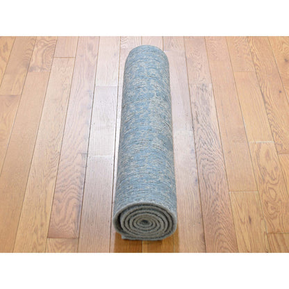 Transitional Wool & Silk Hand Loomed Rug Grey No Border 2.5X9.10 -O045569
