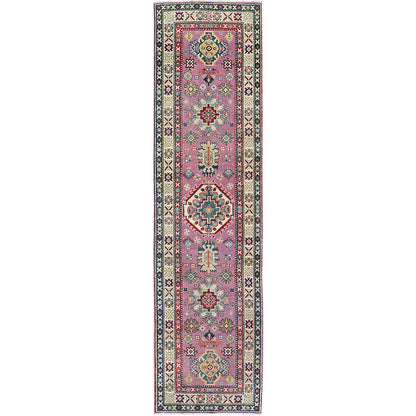 Kazak Wool Hand Knotted Rug Pink 2.7x10.1 -O0455