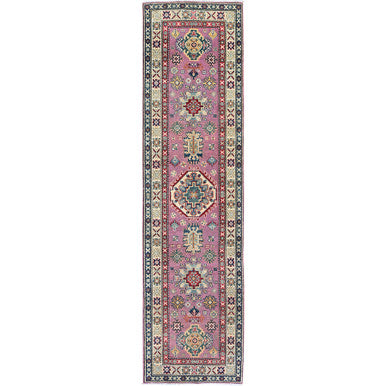 Kazak Wool Hand Knotted Rug Pink 2.7x10.1 -O0455