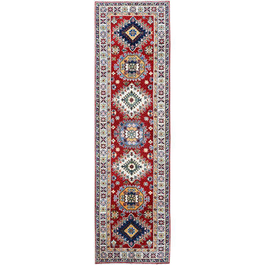Kazak Wool Hand Knotted Rug Red 2.9x9.8 -O0456