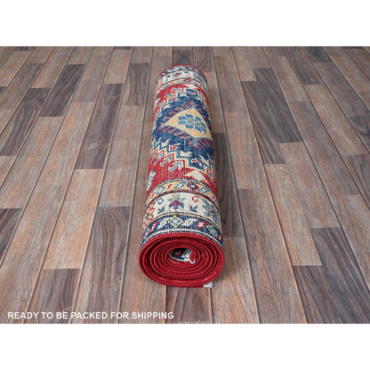 Kazak Wool Hand Knotted Rug Red 2.10x9.7 -O0457