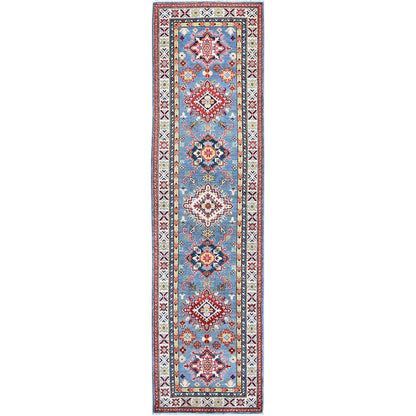 Kazak Wool Hand Knotted Rug Blue 2.7x9.9 -O0458