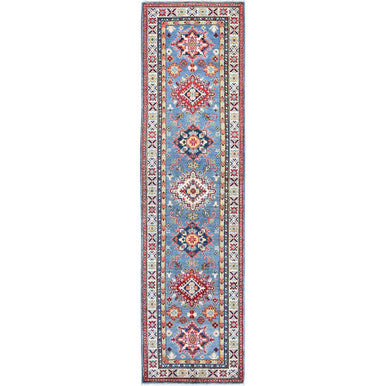 Kazak Wool Hand Knotted Rug Blue 2.7x9.9 -O0458