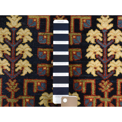Antique Wool Hand Knotted Rug Blue Red 4.4X5.9 -O045938
