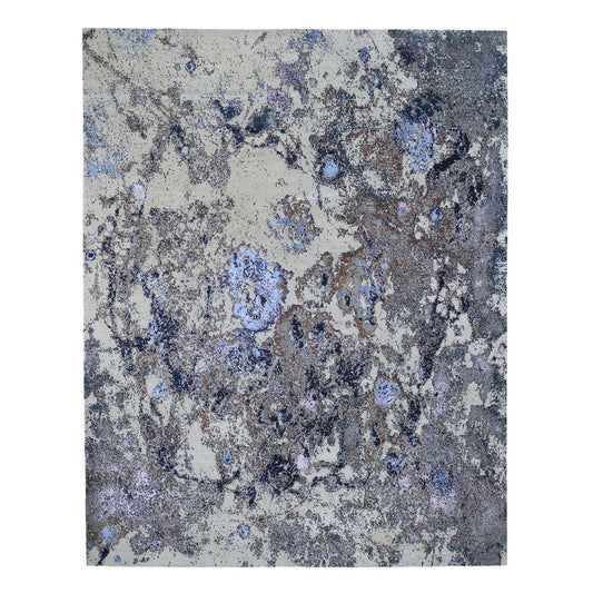 Modern and Contemporary Wool & Silk Hand Knotted Rug Beige No Border 8.0X10.0 -O045956