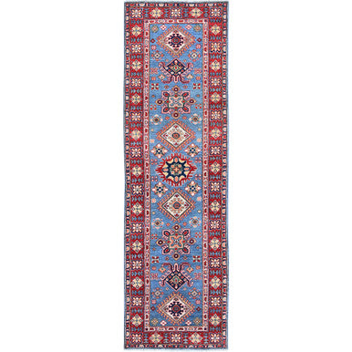 Kazak Wool Hand Knotted Rug Blue 2.9x9.6 -O0459
