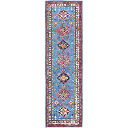 Kazak Wool Hand Knotted Rug Blue 2.10x9.7 -O0460