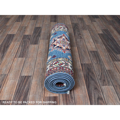 Kazak Wool Hand Knotted Rug Blue 2.10x9.7 -O0460
