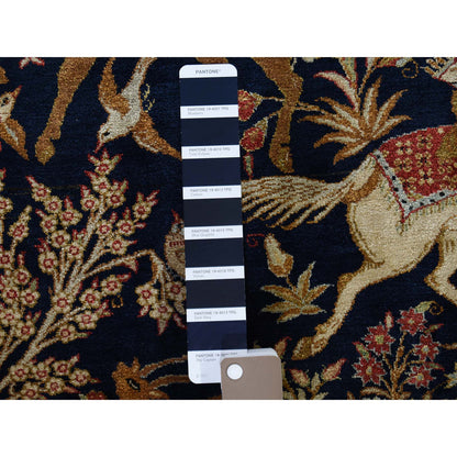 Persian Silk Hand Knotted Rug Blue Beige 4.4X6.8 -O046194