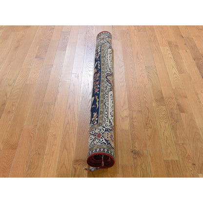 Persian Silk Hand Knotted Rug Blue Beige 4.4X6.8 -O046194