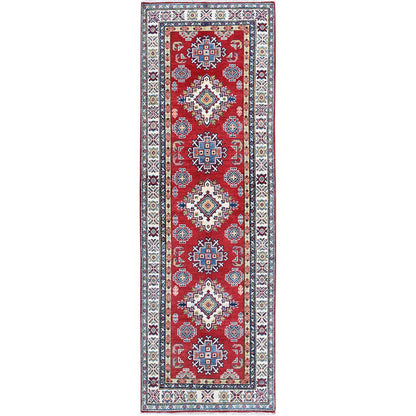 Kazak Wool Hand Knotted Rug Red 2.8x8.2 -O0462