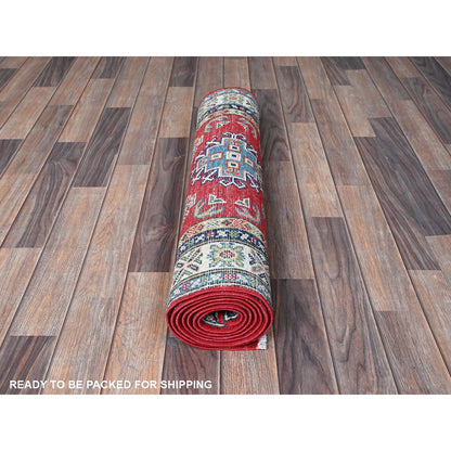 Kazak Wool Hand Knotted Rug Red 2.8x8.2 -O0462