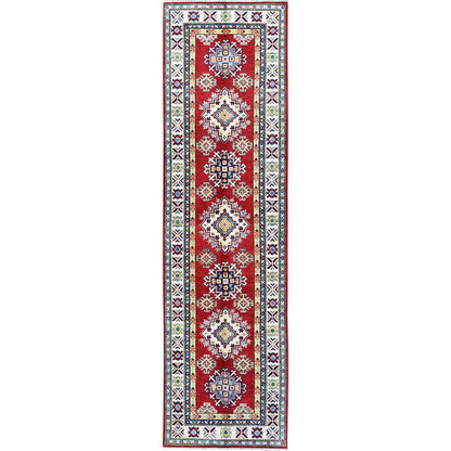 Kazak Wool Hand Knotted Rug Red 2.8x9.6 -O0463