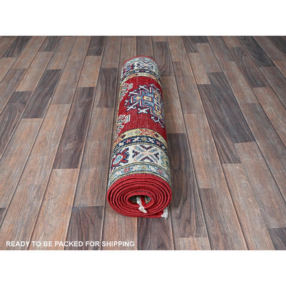 Kazak Wool Hand Knotted Rug Red 2.8x9.6 -O0463