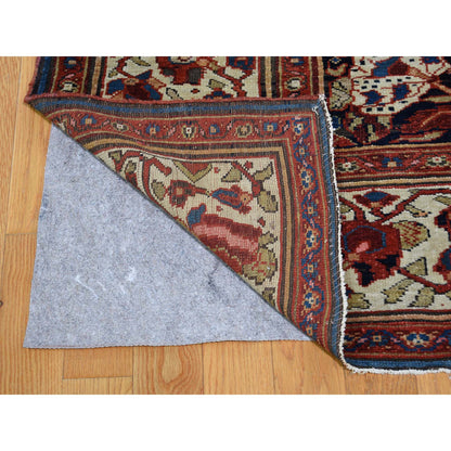 Antique Wool Hand Knotted Rug Black 7.4x19.5 -O046442