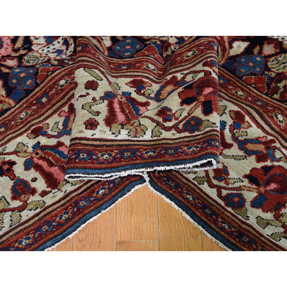 Antique Wool Hand Knotted Rug Black 7.4x19.5 -O046442
