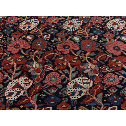 Antique Wool Hand Knotted Rug Black 7.4x19.5 -O046442