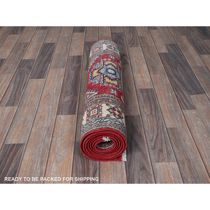 Kazak Wool Hand Knotted Rug Red 2.6x7.9 -O0464