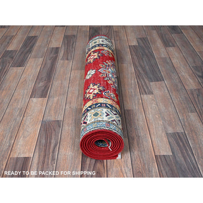 Kazak Wool Hand Knotted Rug Red 2.9x8.0 -O0465