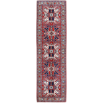 Kazak Wool Hand Knotted Rug Red 2.9x9.10 -O0466