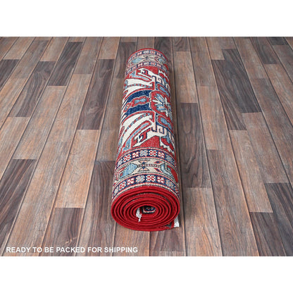 Kazak Wool Hand Knotted Rug Red 2.9x9.10 -O0466