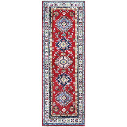 Kazak Wool Hand Knotted Rug Red 2.8x8.0 -O0467