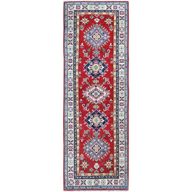 Kazak Wool Hand Knotted Rug Red 2.8x8.0 -O0467