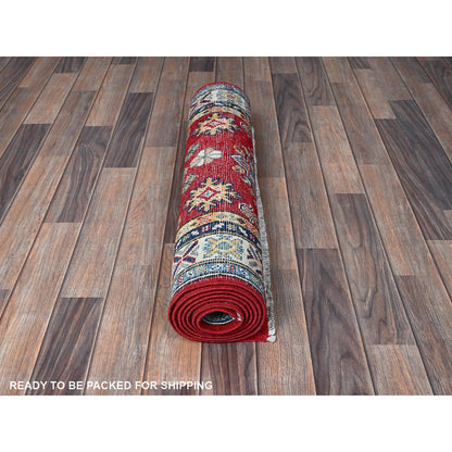Kazak Wool Hand Knotted Rug Red 2.8x8.0 -O0467