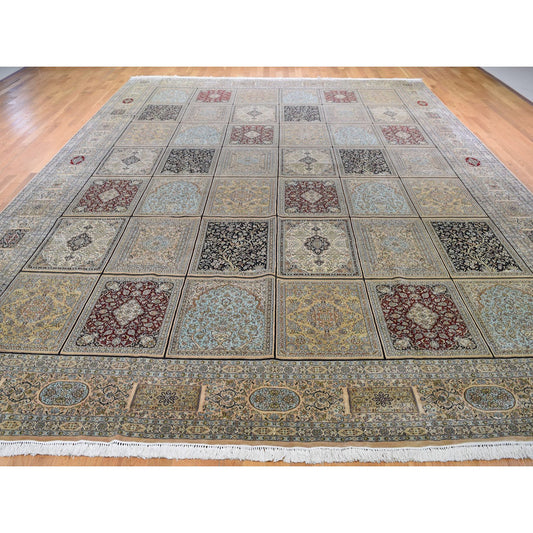 Silk Silk Hand Knotted Rug Beige No Border 12.0X17.4 -O046912