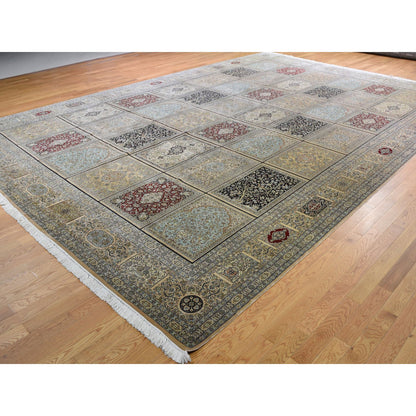 Silk Silk Hand Knotted Rug Beige No Border 12.0X17.4 -O046912