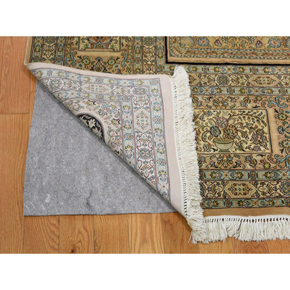 Silk Silk Hand Knotted Rug Beige No Border 12.0X17.4 -O046912