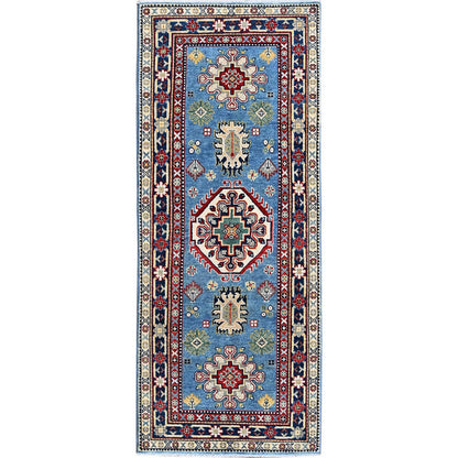 Kazak Wool Hand Knotted Rug Blue 2.8x6.8 -O0469