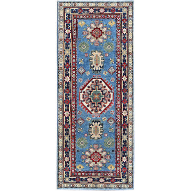 Kazak Wool Hand Knotted Rug Blue 2.8x6.8 -O0469